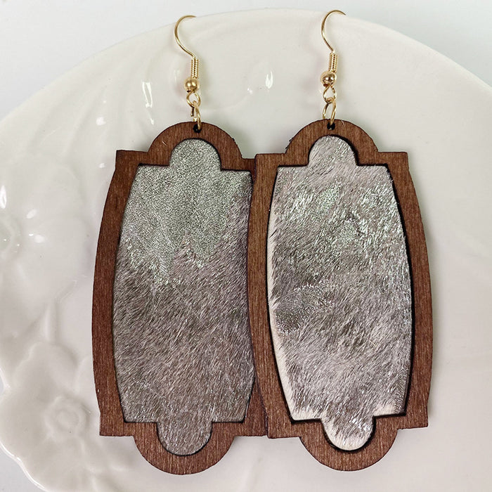 Wooden leopard print earrings