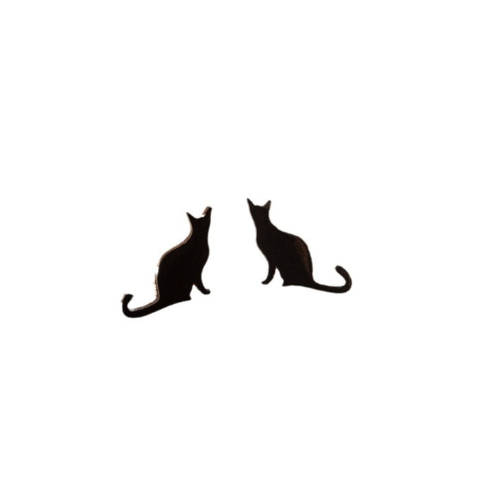 Glossy Cat Stainless Steel Stud Earrings - Simple and Elegant Animal Jewelry