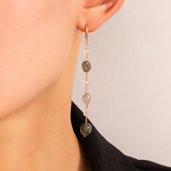 Imitation natural stone chain long temperament earrings earrings