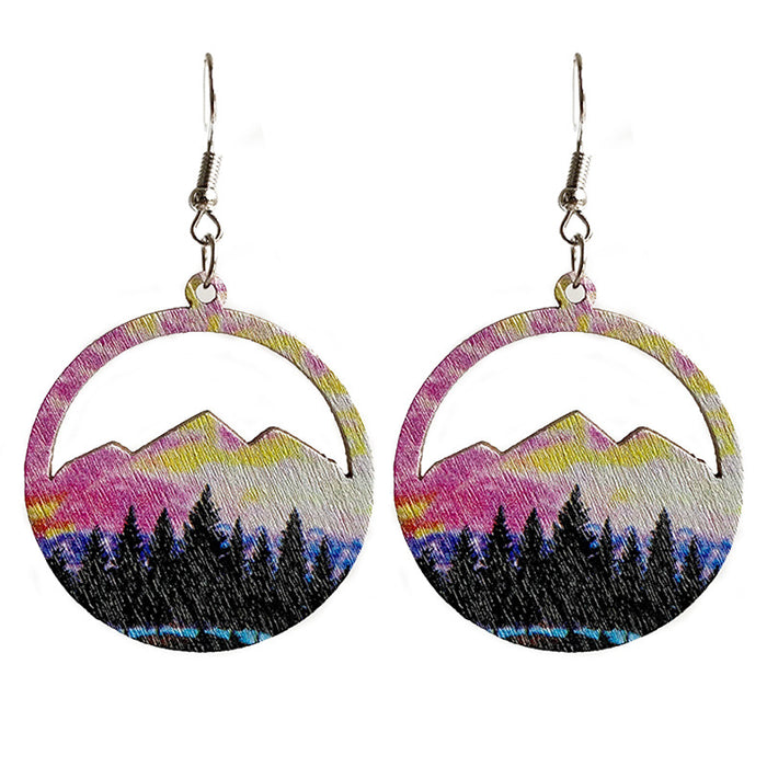 Mountain and River Wooden Earrings