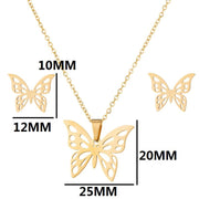 Stainless steel chain Butterfly design stainless steel set necklace - wallojewerly 