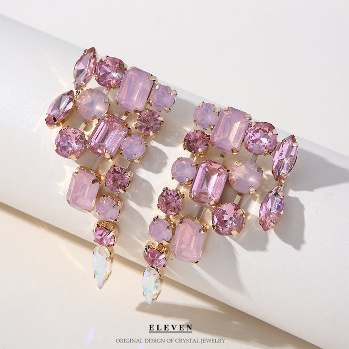 Pink Zircon Earrings - Creative Long Dangles for a Trendy Look