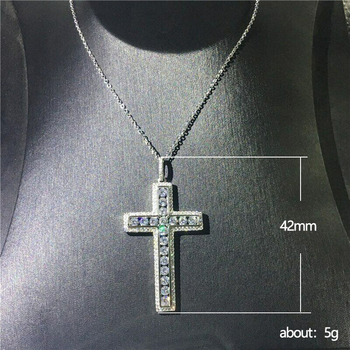 Hip-hop cross zircon necklace geometric full diamond clavicle chain