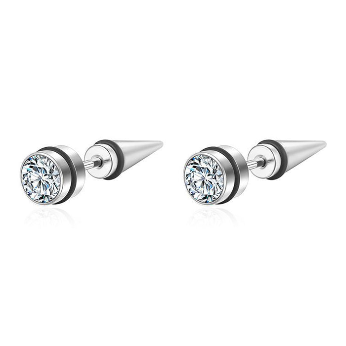 Simple diamond-studded cone earrings, trendy and versatile stainless steel earrings