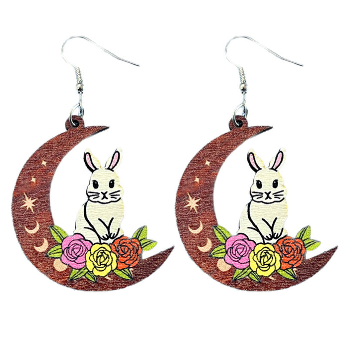 Easter wooden animal earrings