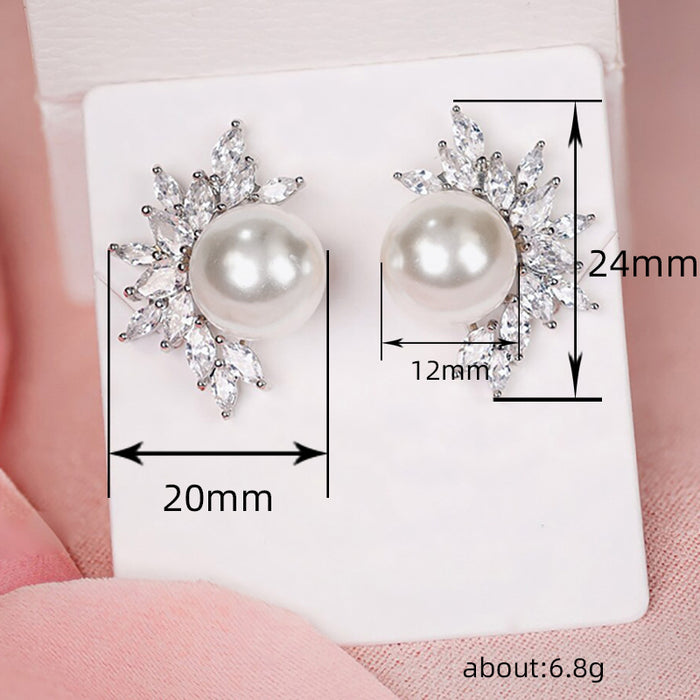 Vintage pearl earrings night pearl flower earrings