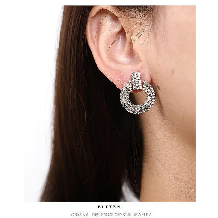 Creative Zircon Hoop Earrings - Minimalist Sparkling Studs for a Bold Look