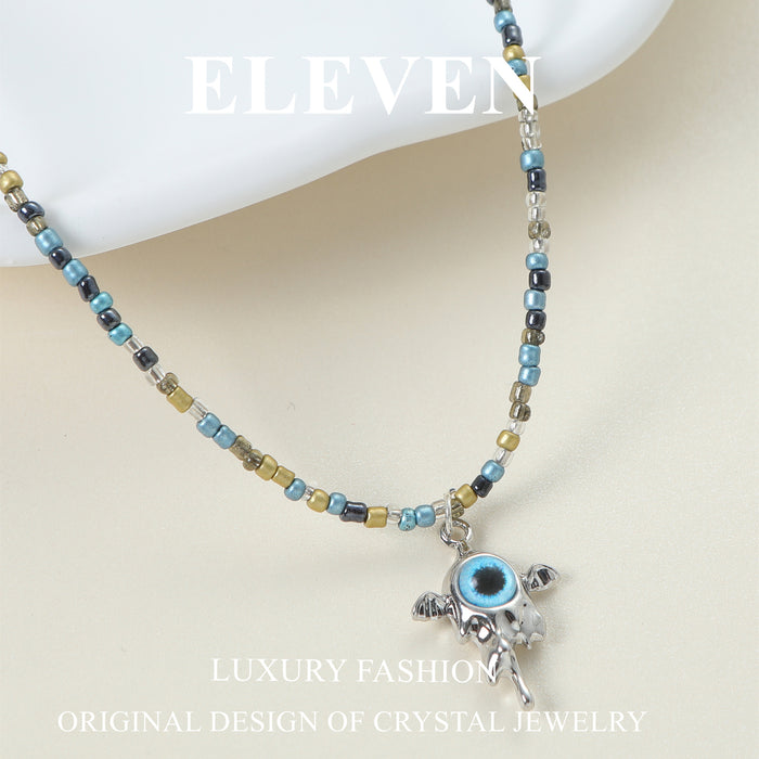 Evil Eye Pendant Necklace - Stylish Beaded Necklace for Daily Wear