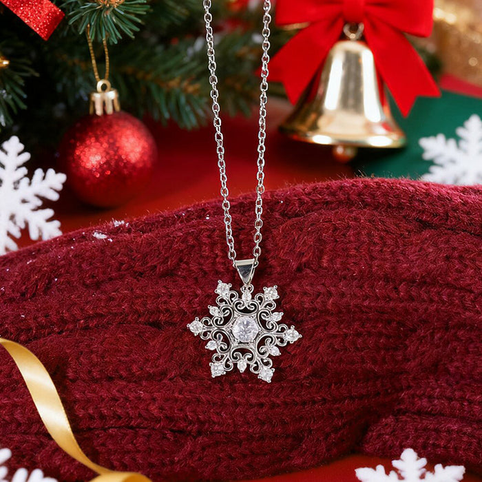 Snowflake Texture Christmas Necklace