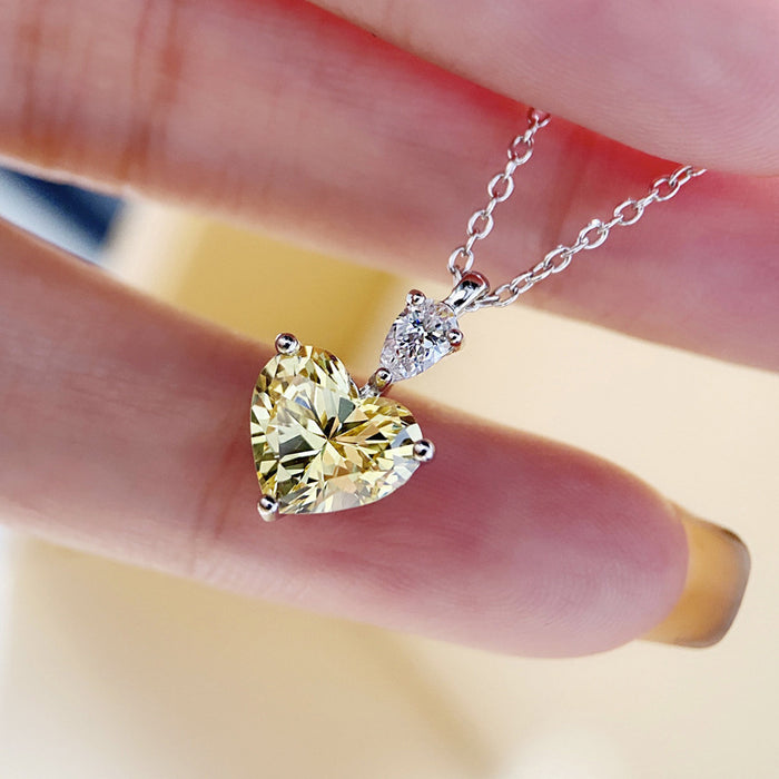 Cold style niche love necklace, yellow diamond zircon pendant