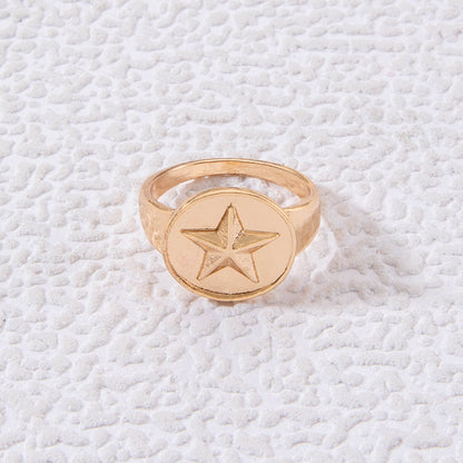 Exaggerated Gemstone Star Ring Set - 4pcs Creative Stackable Rings