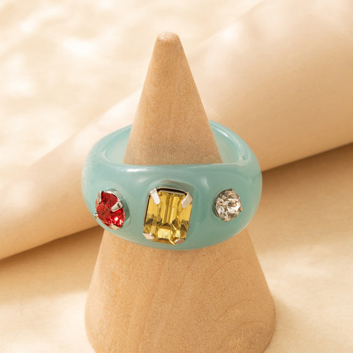 Transparent acrylic resin ring, retro ins style diamond design