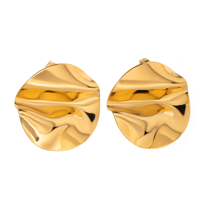 18K Gold Plated Stainless Steel Rectangular Spiral Earrings - Unique Design Jewelry