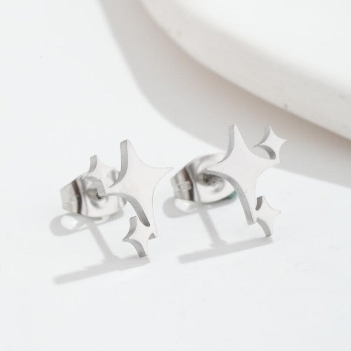 Pendientes de acero inoxidable con forma de estrella: joyas geométricas sencillas y dulces