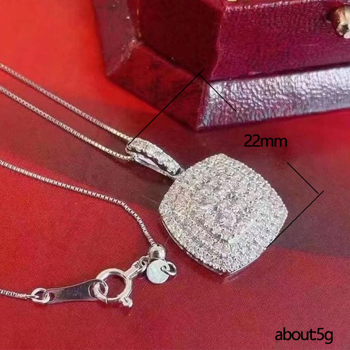 Wedding Diamond Square Zircon Ring Necklace Two-piece Set