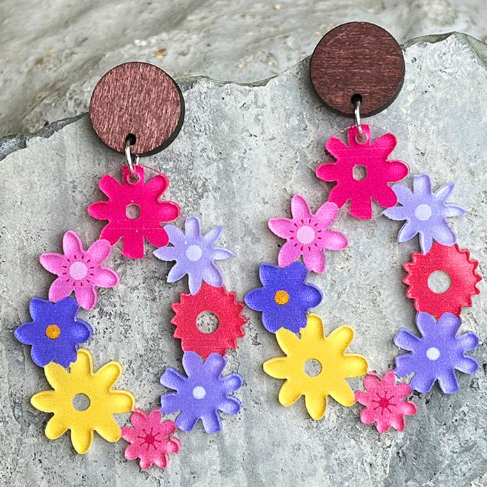 Bohemian Flower Teardrop Earrings with Vintage Floral Design