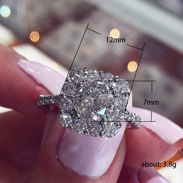 Anillo de bodas clásico con microincrustaciones de circonitas, joyería de moda para mujer