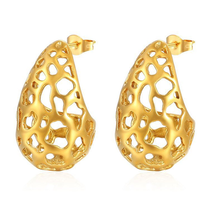 Multi-layer steel bead earrings 18K light luxury earrings