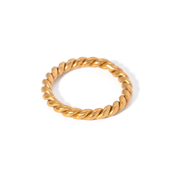 Vintage 18K Gold Plated Stainless Steel Ring with Hollow Design