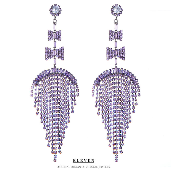 Sparkling Rhinestone Tassel Earrings - Trendy Statement Jewelry for Evening Wear