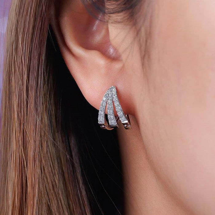 Geometric zircon earrings full of diamonds wholesale