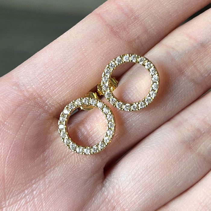 Hollow Circle Zirconia Earrings