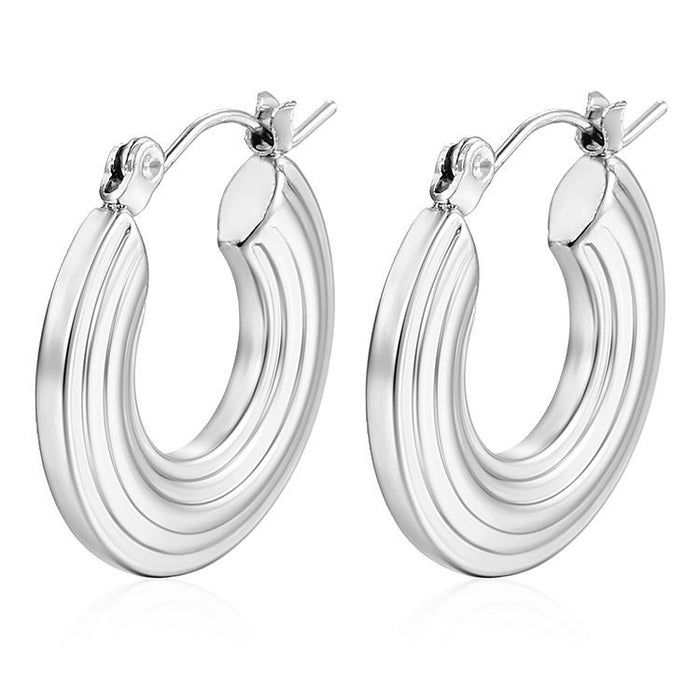 Titanium steel stripe stainless steel earrings light luxury temperament 18K gold wholesale