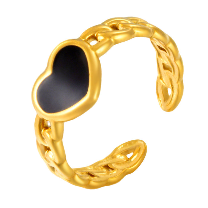 Wholesale stainless steel electroplated woven dripping heart-shaped openwork rings