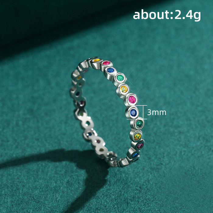 Colored zircon platinum-plated ring Korean fashion ring bracelet
