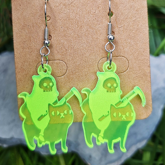 Halloween and Day of the Dead Earrings with Skull and Cat Designs