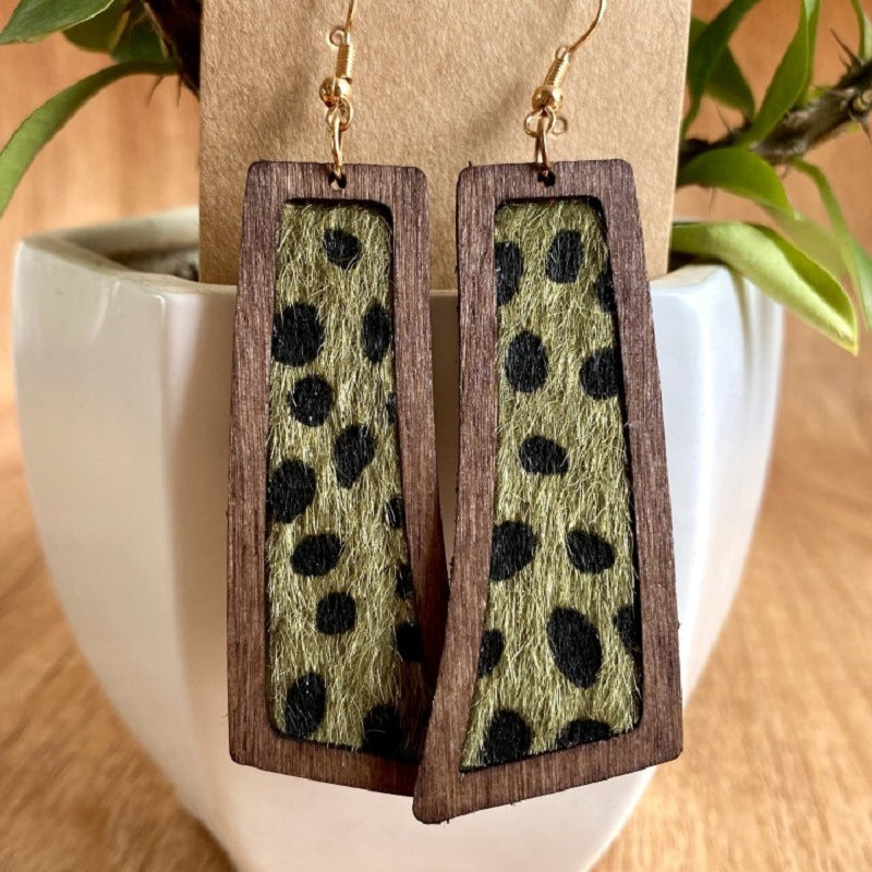 Animal Print Leather Earrings with Leopard Print and Western Style - wallojewerly 
