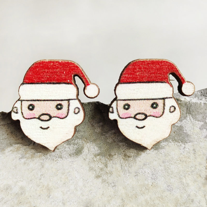 Wooden Santa earrings