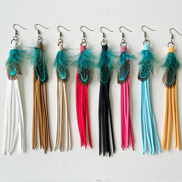 Exaggerated Long Tassel Bohemian Earrings with Western Vintage Style