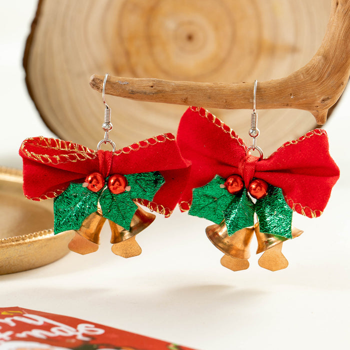 Cute and versatile colorful Santa Claus earrings bell bow Christmas earrings for women