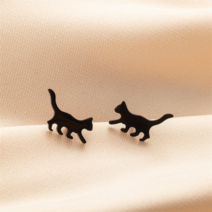 Mini Cat Paw Stainless Steel Stud Earrings - Adorable Pet Jewelry for Animal Lovers