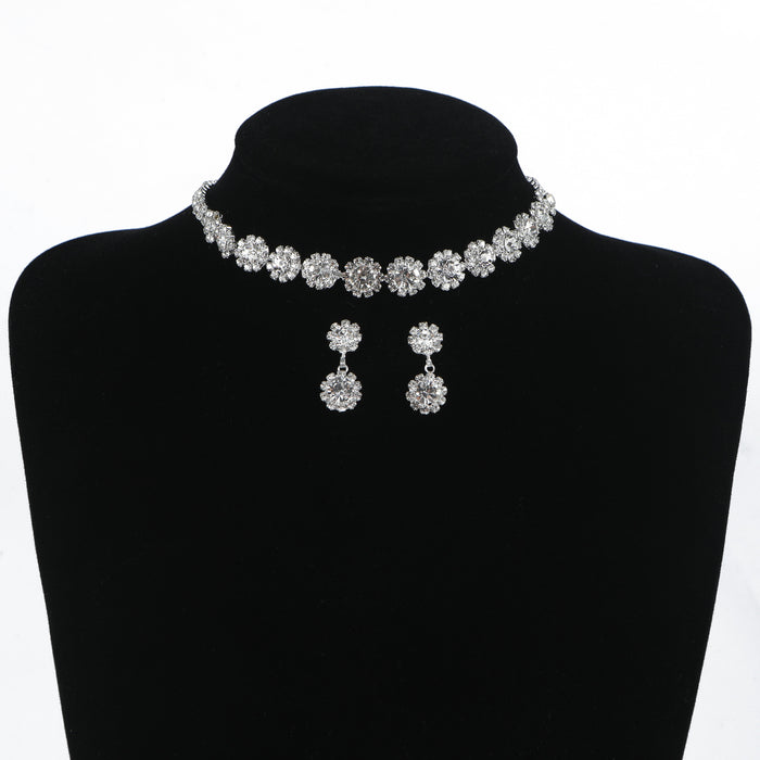 Conjunto de collar de diamantes de imitación de lujo: joyas de moda para bodas y eventos especiales