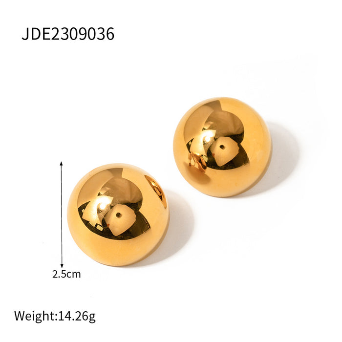 18K Gold Plated Stainless Steel Hemispherical Hoop Earrings - Trendy Circle Earrings for Women