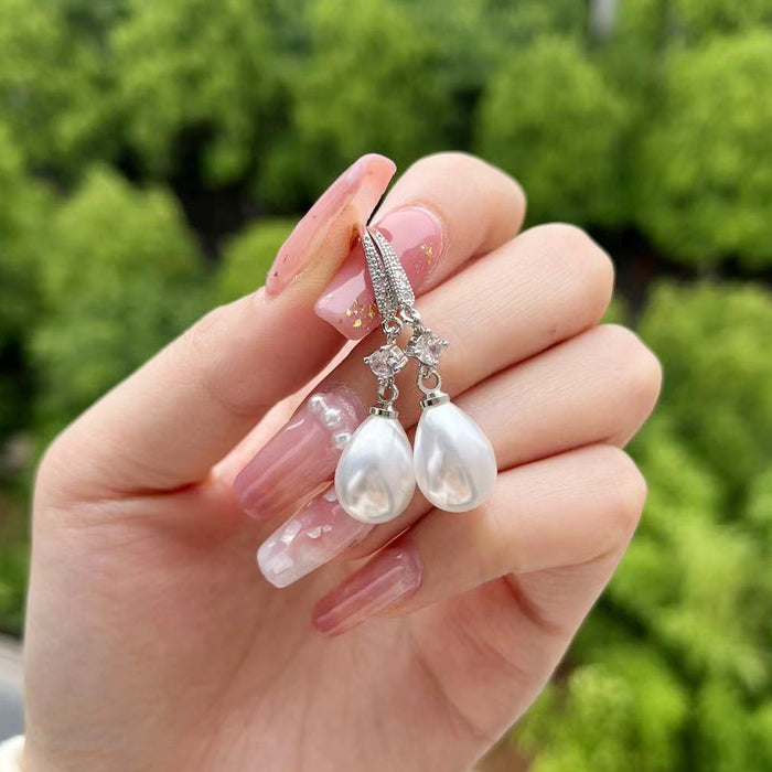 Pendientes de gota de agua, pendientes de circonita, pendientes de boda para mujer