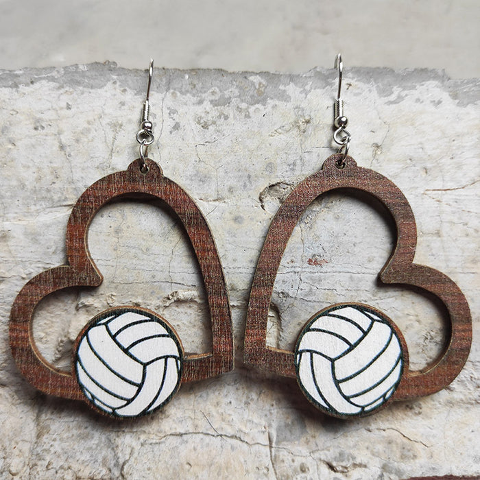 Pendientes de madera con motivos de deportes de pelota