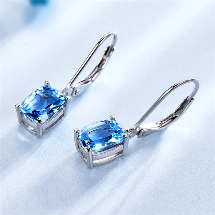 Blue Imitation Topaz Drop Earrings