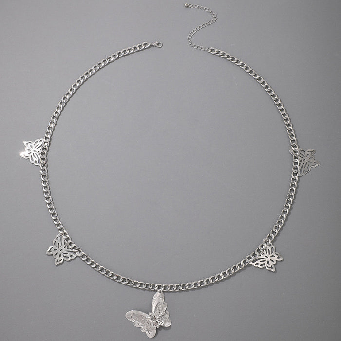 Hollow butterfly geometric animal single layer metal waist chain