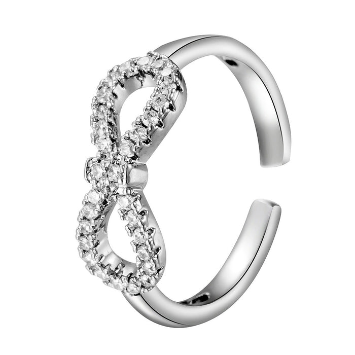 Wholesale copper micro-set zircon bow infinity love ring
