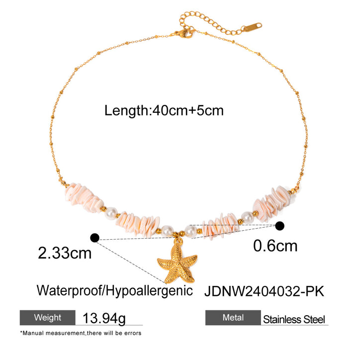 18K Gold Plated Stainless Steel Starfish, Shell, and Conch Bracelet - 2024 Summer Ocean Series Jewelry