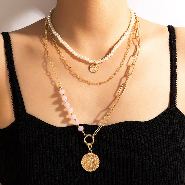 Beauty Head Pendant Necklace - Long Chain Trendy Design