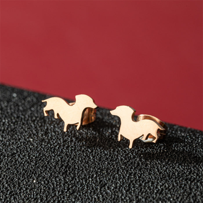 Dog and Cat Stainless Steel Stud Earrings - Cute and Playful Animal Jewelry