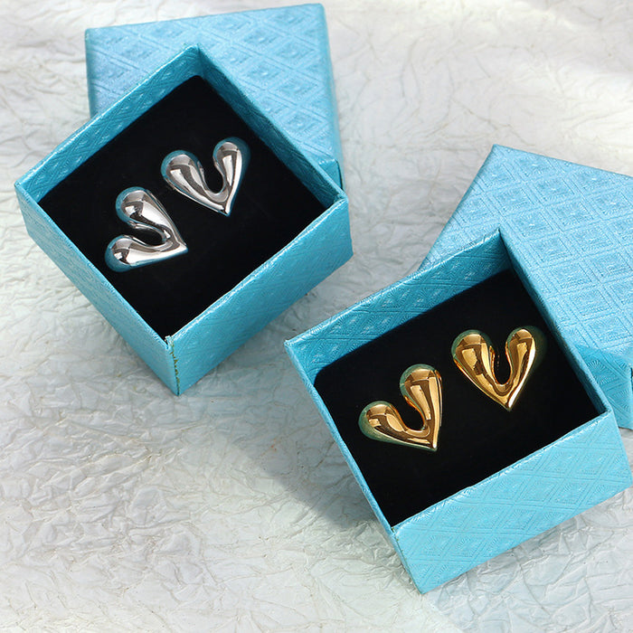 Retro heart earrings, 18K color-preserving stainless steel women's trendy earrings