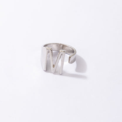 M letter creative open adjustable ring