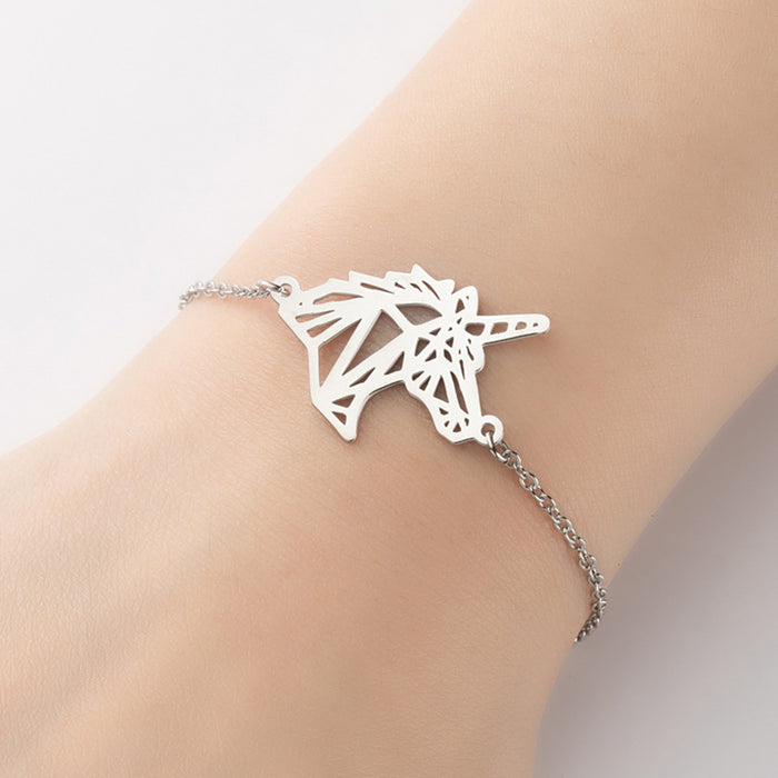 18K gold electroplated unicorn bracelet, fantasy animal cartoon jewelry wholesale