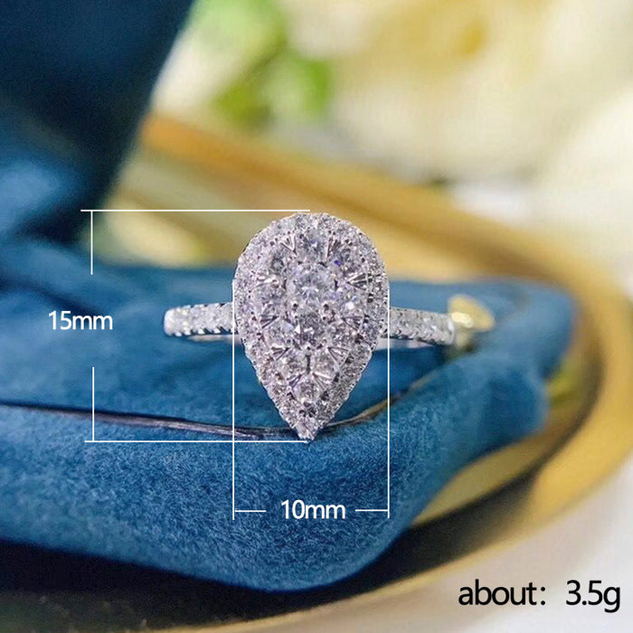 Water drop zircon ring Valentine's Day gift fashion light luxury women's ring