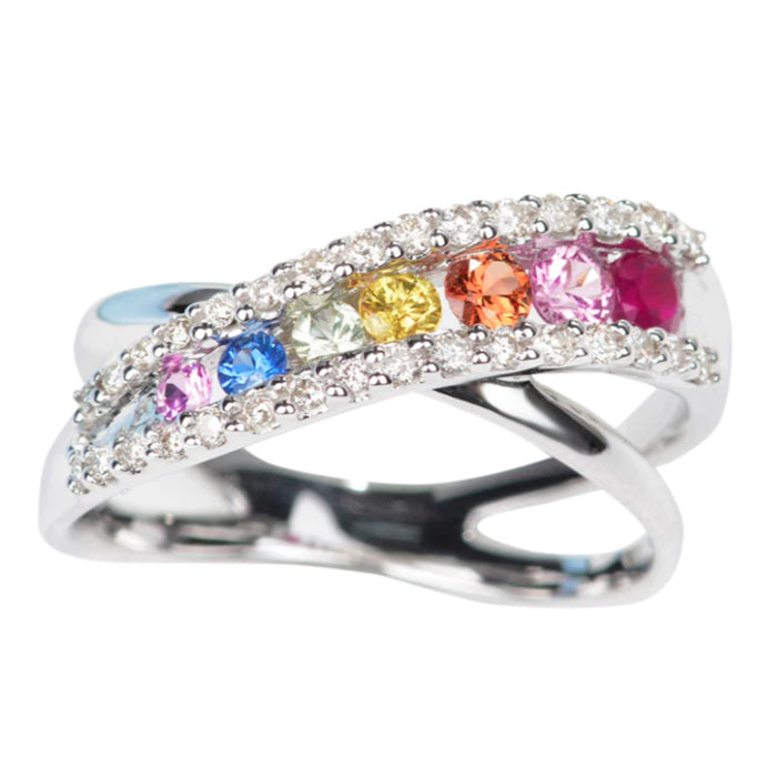 Rainbow Cross Ring Fashion Jewelry Ring